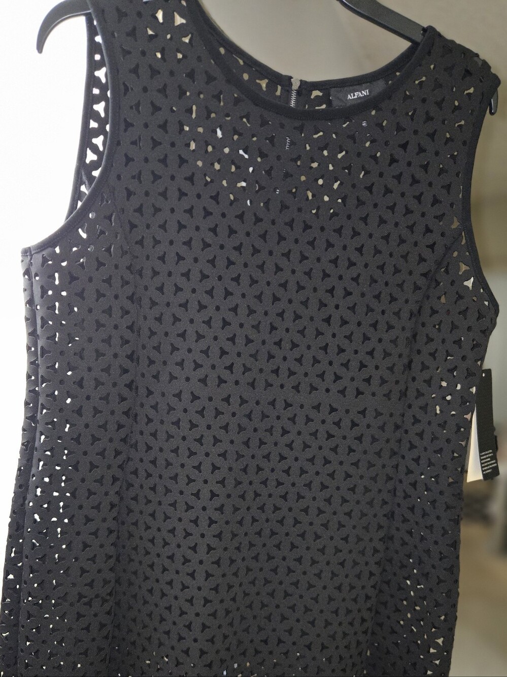 Alfani Black Laser-Cut Sleeveless Tunic Top